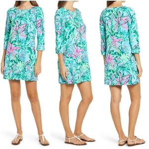 Linden Pima Shift Dress Porto Blue In the Trees